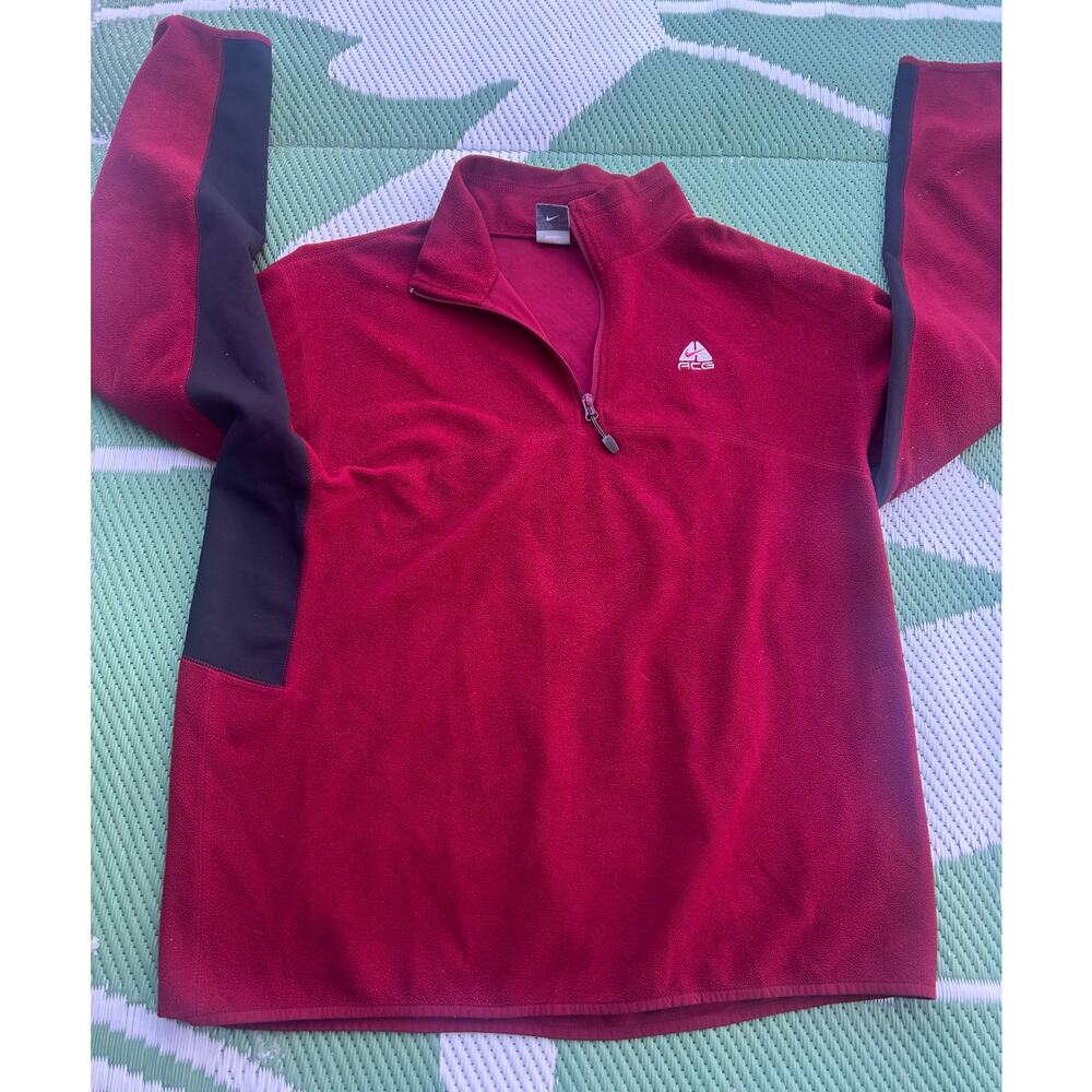 Vintage Nike ACG Fleece 1/4 Zip Pullover Red Burgundy XL